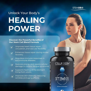 StemXR® 90 Capsules for boosting stem cells, energy, and rejuvenating skin.